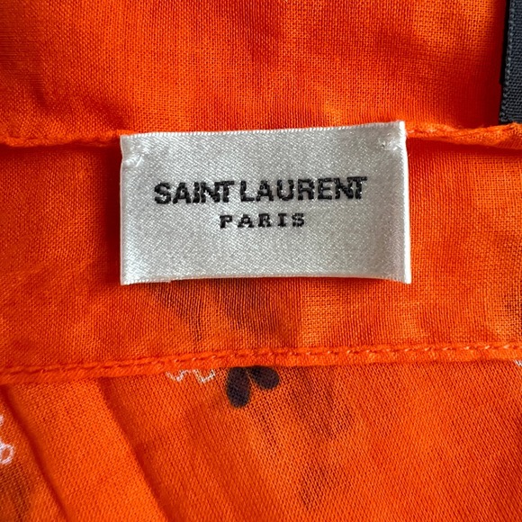 NWOT 100% Authentic Saint Laurent Orange Bandana Paisley Scarf Cotton Italy - Picture 4 of 11